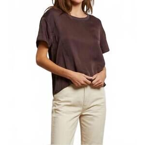 NEW PERFECTWHITETEE delphine satin crew neck tee in cocoa